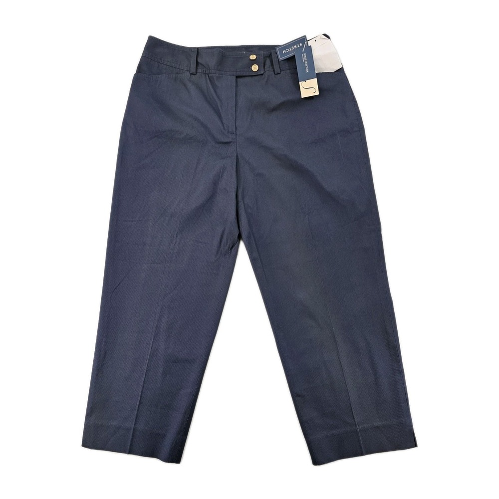 Jones New York Signature Women's 14 Admiral Navy Stretch Ribbed Dress Pant